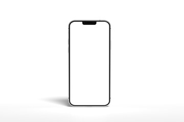 Smartphone mockup with a large, blank white screen, placed against a plain white background