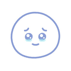 手書きのうるうるした涙目で笑っているかわいい絵文字 - 喜ぶ･嬉しい･感動の表情の線画のイラスト