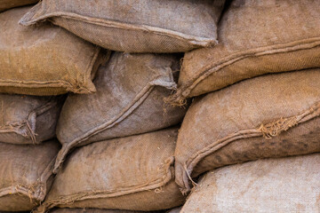 sandbag wall to protect firing positions during war