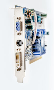 simple computer graphics card on white background. Computer component for displaying images.