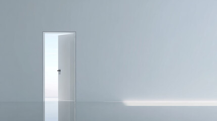 A clean, minimalistic modern door with sharp lines and a smooth surface in bright space.