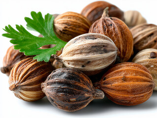 coriander seeds isolated on white background
