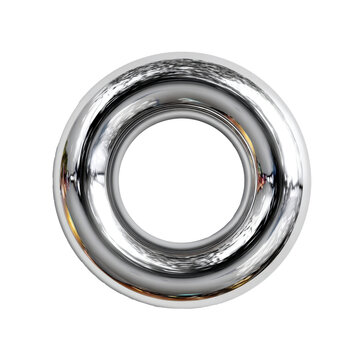 Polished chrome 3d torus ring on  transparent background