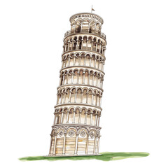Leaning Tower of Pisa. Leaning Tower of Pisa watercolor vector illustration