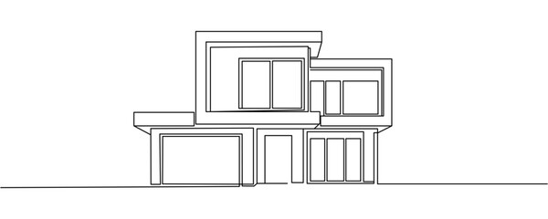 Sketch of a modern house on a white background. illustration Editable stroke