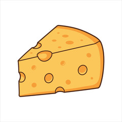 A wedge of Swiss cheese, illustrated with cartoon-style simplicity, showing holes and a yellowish hue.
