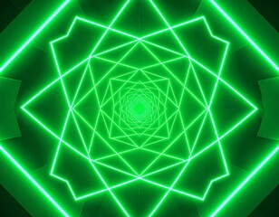 Neon green tunnel with intricate patterns