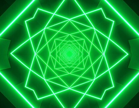 Neon green tunnel with intricate patterns - Powered by Adobe