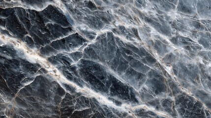 Naklejka premium Polished Dark Grey Marble with Vivid White and Violet Vein Patterns.