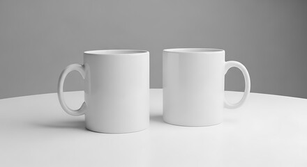 Obraz premium Two white coffee mugs isolated on white background