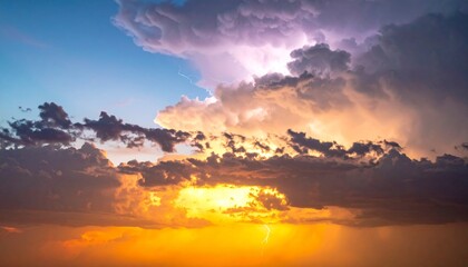 Fototapeta premium Colorful Sunset Behind Storm Clouds
