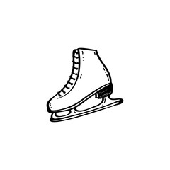 Ice skates hand drawn illustration. Figure skating vector icon