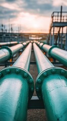 Obraz premium Stunning photo of hydrogen renewable energy production pipeline. Green hydrogen gas for clean electricity.