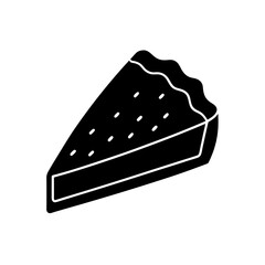 Isolated slice of pie art on transparent background silhouette