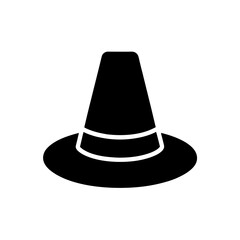 Simple black pilgrim hat on transparent background silhouette