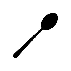 Simple spoon black shape on transparent background silhouette