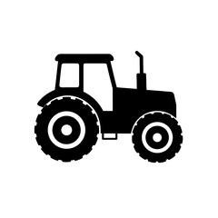 Silhouette of a tractor on transparent background