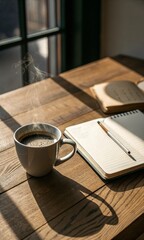 cup of coffee and notebook