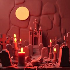 All Saints Day Template for Social Media - November 1st Celebration with Candles and Flowers