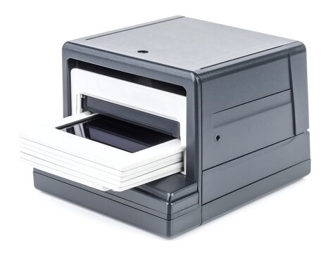 Dark gray slide scanner on white