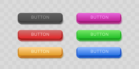 Colored web buttons for mouse click on transparent background. Vector illustration