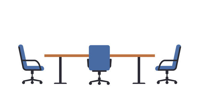 Modern office chairs and conference table on white background