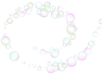 Soap bubbles flew randomly on a white background. Vector 
