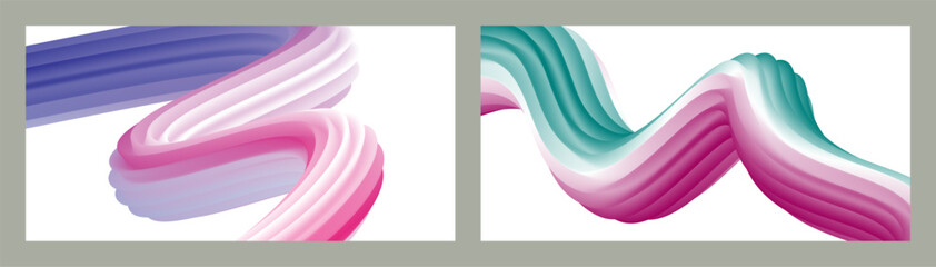Abstract volumetric background. Cords. set of two illustrations. Toothpaste in a tube. Minimalism. Creative modern background. Cover design, wallpaper, background. eps vector.