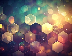 Abstract hexagonal pattern with bokeh lights