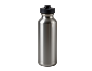 Sleek Stainless Steel Water Bottle with Black Cap Design