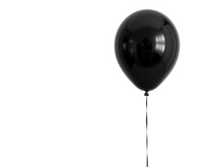 Single black balloon on a transparent background for creative uses