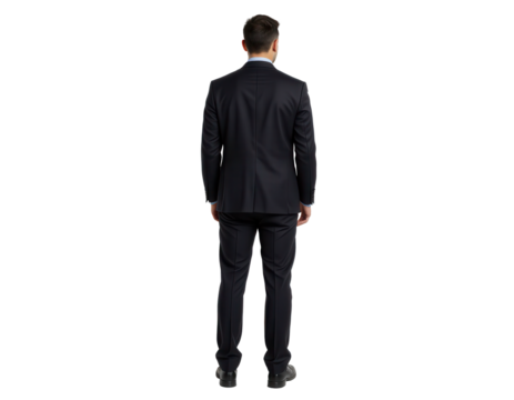 Man in Dark Suit Facing Away on a Transparent background - Powered by Adobe