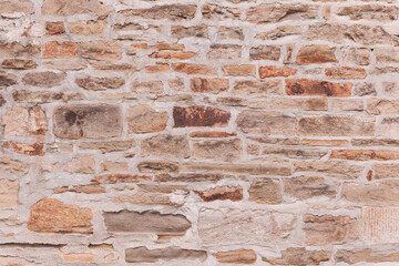 Rustic Natural Stone Masonry Wall Texture Background in Warm Colors