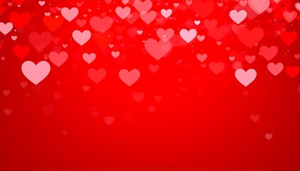 Red hearts falling on red background