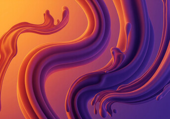 Abstract Flowing Colorful Waves. Vibrant Gradient Background with Smooth Liquid Shapes. Dynamic Orange and Purple Fluid Design.