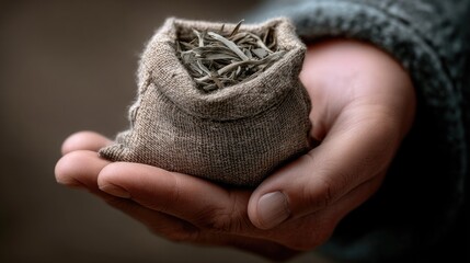 Obraz premium A hand holding a bag of something