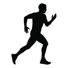Dynamic silhouette of a male runner in motion active sports photography fitness concept silhouette