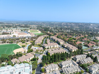 Obraz premium Aerial view of Del Mar Neighborhood, San Diego County, California, United States, located next the coast of the Pacific Ocean