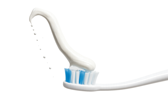 Toothbrush with toothpaste on a transparent background. Hygiene. Health. Care.