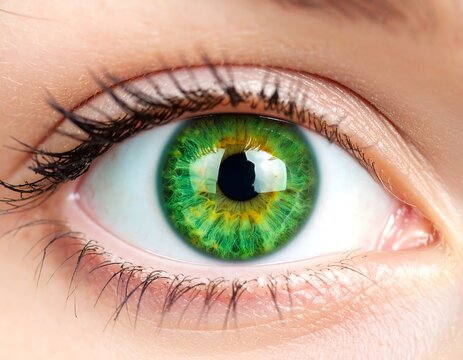 Close-up of a vibrant green eye (1) - Powered by Adobe