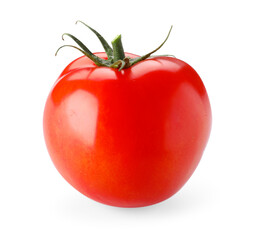 One ripe red tomato isolated on white