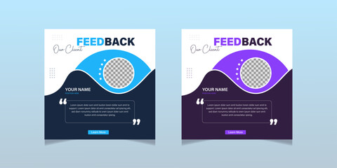 Modern client testimonial design, Professional client feedback design template, Client testimonial social media web banner.