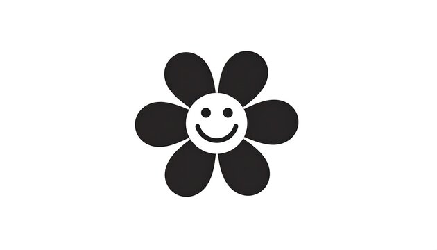 Simple black and white flower graphic