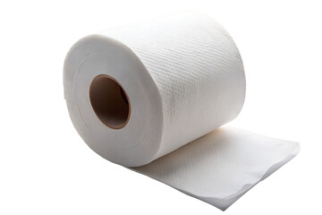 White toilet paper roll isolated on white background