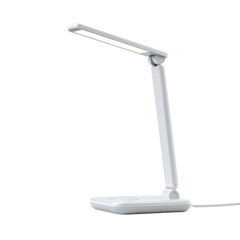 Modern white led desk lamp with minimalist design and adjustable arm for study and work