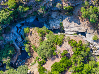 Waterfall and Rock Pool in Fonias Gorge, Samothraki