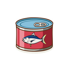 Cartoon illustration of a tuna fish can, canned seafood product