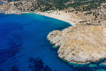 Golden Curve of Pachia Ammos Beach in Samothraki