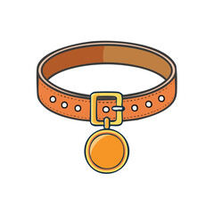 Obraz premium Brown Leather Pet Collar with Golden Tag for Dog or Cat Identification Accessory