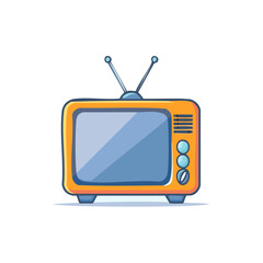 Retro Television with Antenna and Buttons, Vintage Electronic Device Illustration